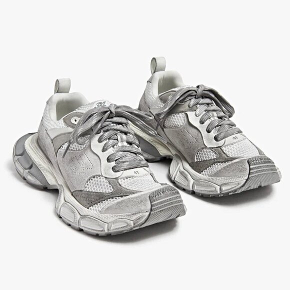 Balenciaga 3XL Distressed Suede & Mesh Sneakers Light Grey Size 37 MSRP $1,130 - Picture 1 of 15